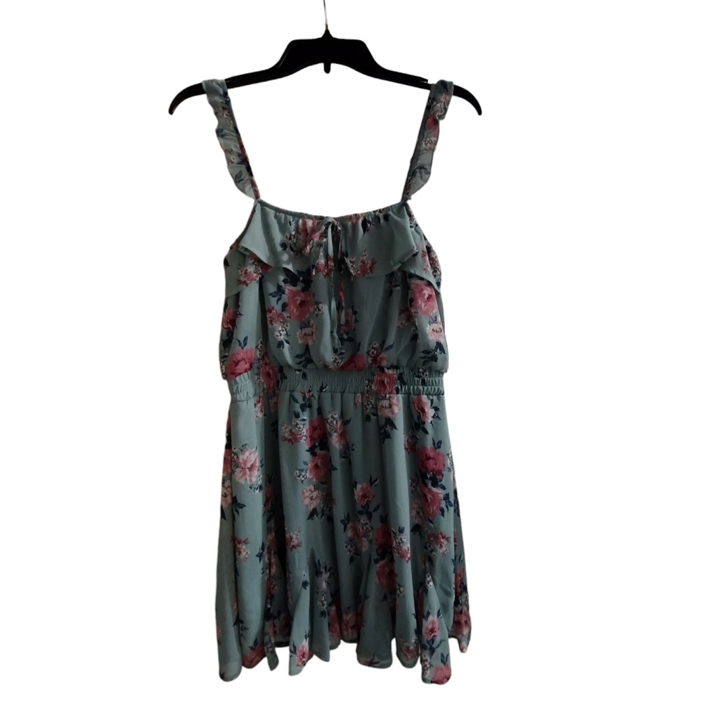 Floral Ruffle Waist Sundress in Sage Green